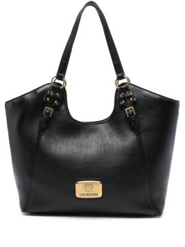 Love Moschino Handtasche mit Logo-Schild - Schwarz von Love Moschino