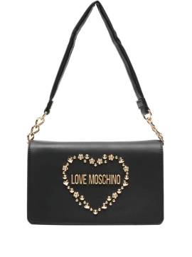 Love Moschino Logo-Schultertasche mit Klappe - Schwarz von Love Moschino