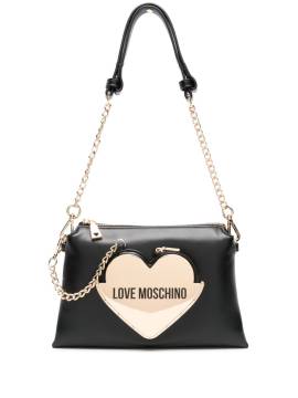 Love Moschino Schultertasche mit Herzschild - Schwarz von Love Moschino