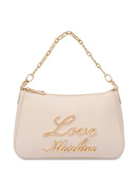 Love Moschino Schultertasche mit Logo-Schild - Nude von Love Moschino