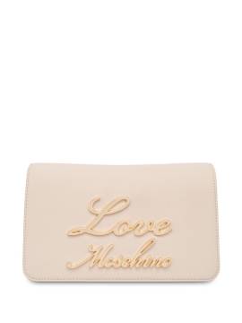 Love Moschino Schultertasche mit Logo-Schild - Nude von Love Moschino