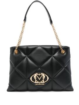 Love Moschino Schultertasche mit Logo-Schild - Schwarz von Love Moschino