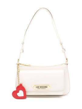 Love Moschino Schultertasche mit Logo-Schild - Weiß von Love Moschino