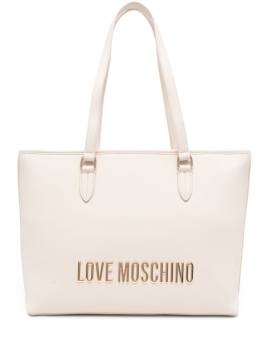 Love Moschino Shopper mit Logo-Schild - Nude von Love Moschino