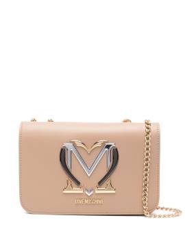 Love Moschino Umhängetasche mit Logo-Schild - Nude von Love Moschino