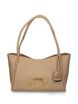 Love Moschino Shopper mit Logo-Applikation - Nude von Love Moschino