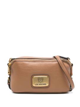 Love Moschino Schultertasche mit Logo-Schild - Nude von Love Moschino