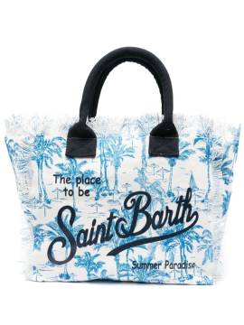 MC2 Saint Barth Vanity Strandtasche mit Palmen - Blau von MC2 Saint Barth