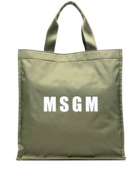 MSGM Shopper mit Logo-Print - Grün von MSGM