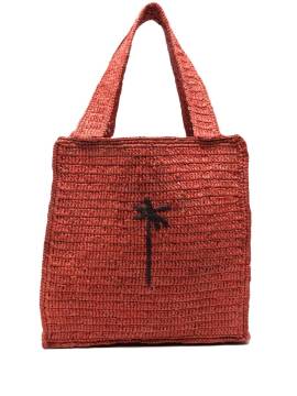 Manebi Handtasche aus gewebtem Bast - Rot von Manebi
