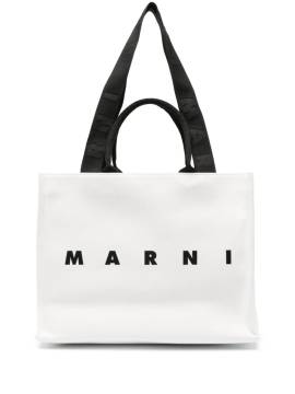 Marni East-West Shopper mit Logo-Print - Weiß von Marni