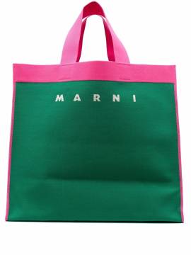Marni Shopper mit Logo-Print - Grün von Marni