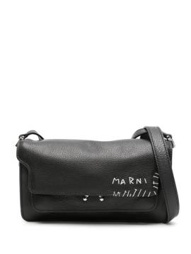 Marni logo-stitched leather crossbody bag - Schwarz von Marni