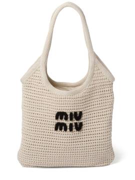 Miu Miu Handtasche mit Logo-Stickerei - Nude von Miu Miu