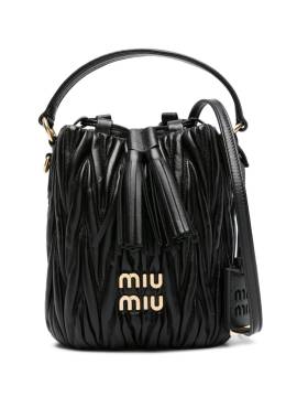 Miu Miu Matelassé-Beuteltasche mit Logo - Schwarz von Miu Miu