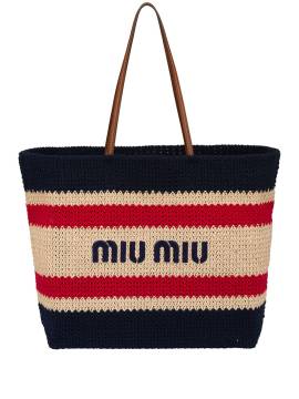 Miu Miu Shopper mit Logo-Print - Nude von Miu Miu