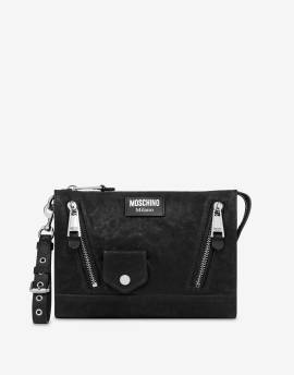 Biker-clutch Aus Gewaschenem Nappaleder von Moschino