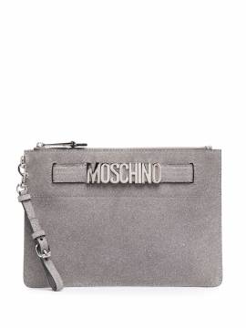 Moschino Clutch im Glitter-Look - Silber von Moschino