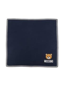 Moschino Kids Decke mit Teddy-Intarsie - Blau von Moschino