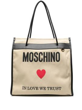 Moschino Shopper aus Canvas mit Logo-Print - Braun von Moschino