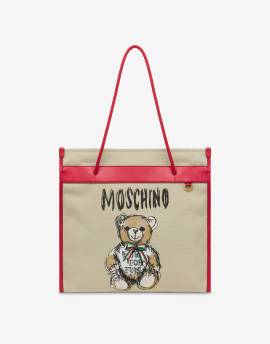 Shopper Aus Canvas Drawn Teddy Bear von Moschino