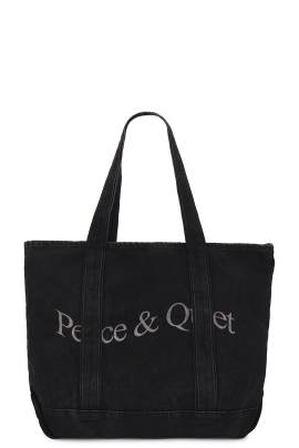 Museum of Peace and Quiet Wordmark Denim Boat Tote in Black Wash - Black. Size all. von Museum of Peace and Quiet