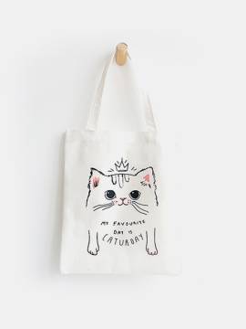 Süße Katze Prints Canvas Schultertasche Freizeittasche von Newchic