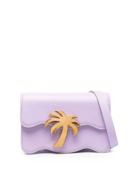 Palm Angels Schultertasche mit Logo-Schild - Violett von Palm Angels