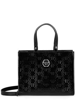 Philipp Plein Tote Bag aus Lackleder mit Monogramm - Schwarz von Philipp Plein