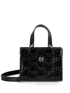 Philipp Plein Tote Bag aus Lackleder mit Monogramm - Schwarz von Philipp Plein