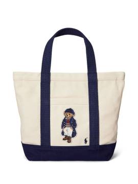 Polo Ralph Lauren small Polo Bear canvas tote bag - Nude von Polo Ralph Lauren