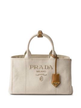 Prada large logo-embroidered tote bag - Nude von Prada