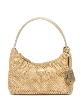 Prada Mini Hobo Schultertasche mit Kristallen - Gold von Prada