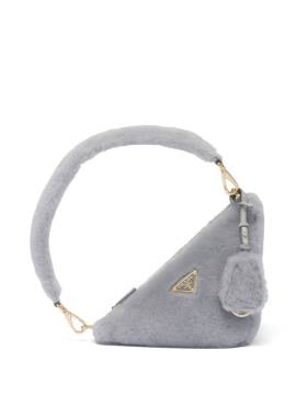 Prada Mini Schultertasche mit Shearling - Grau von Prada