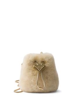 Prada Mini Shearling-Handtasche - Nude von Prada