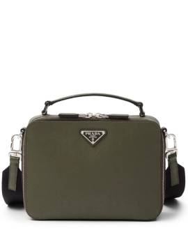 Prada Mittelgroße Saffiano-Tasche mit emailliertem Triangel-Logo - Grün von Prada