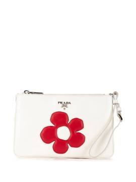 Prada Pre-Owned 2000-2013 Leather Flower Clutch - Weiß von Prada