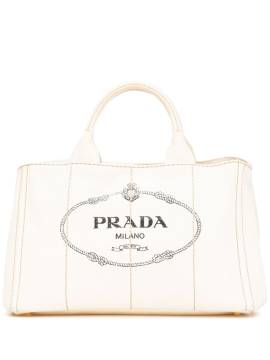 Prada Pre-Owned 2010-2024 Canapa Tote Bag mit Logo - Weiß von Prada