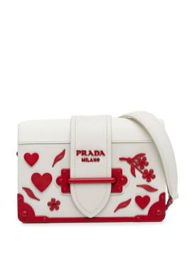 Prada Pre-Owned 2016-2023 pre-owned Prada Saffiano Trimmed City Calf Cahier Flower Heart Umh�ngetasche - Weiß von Prada