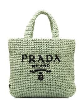 Prada Pre-Owned 2022-2023 kleiner Shopper mit Logo-Stickerei - Grün von Prada
