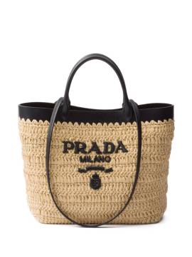 Prada Shopper mit Lederbesatz - Nude von Prada