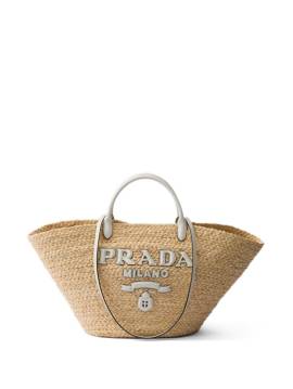 Prada Shopper mit Logo-Applikation - Nude von Prada