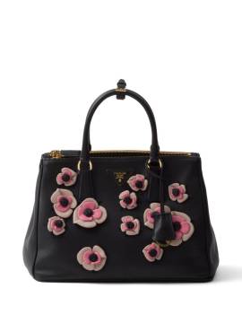 Prada Große Galleria Tasche mit floraler Applikation - Schwarz von Prada