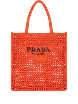 Prada Shopper mit Triangel-Logo - Orange von Prada