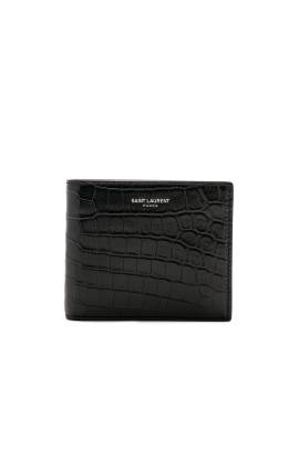 Saint Laurent PORTEMONNAIE MATTE CROC BILLFOLD in Schwarz - Black. Size all. von Saint Laurent