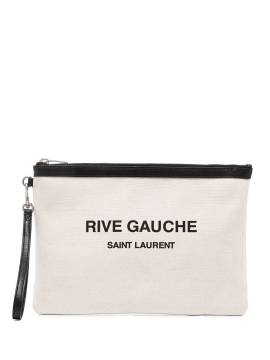 Saint Laurent Rive Gauche Canvas-Clutch - Nude von Saint Laurent