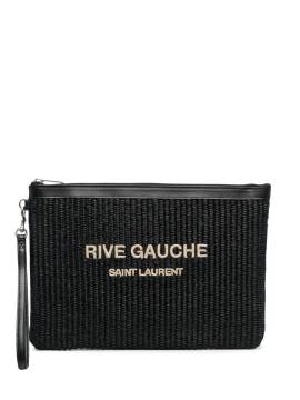 Saint Laurent Rive Gauche Clutch aus Bast - Schwarz von Saint Laurent