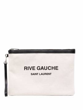 Saint Laurent Rive Gauche Clutch aus Canvas - Nude von Saint Laurent