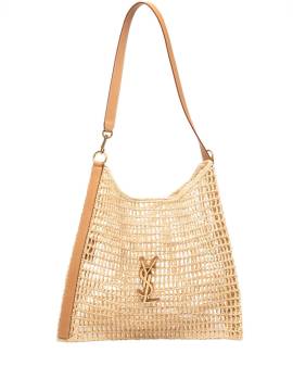 Saint Laurent Tote Bag aus Raffiabast mit Logo - Nude von Saint Laurent