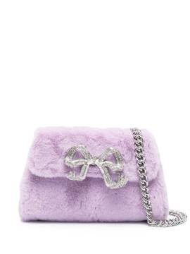 Self-Portrait Fluffy Bow Schultertasche - Violett von Self-Portrait